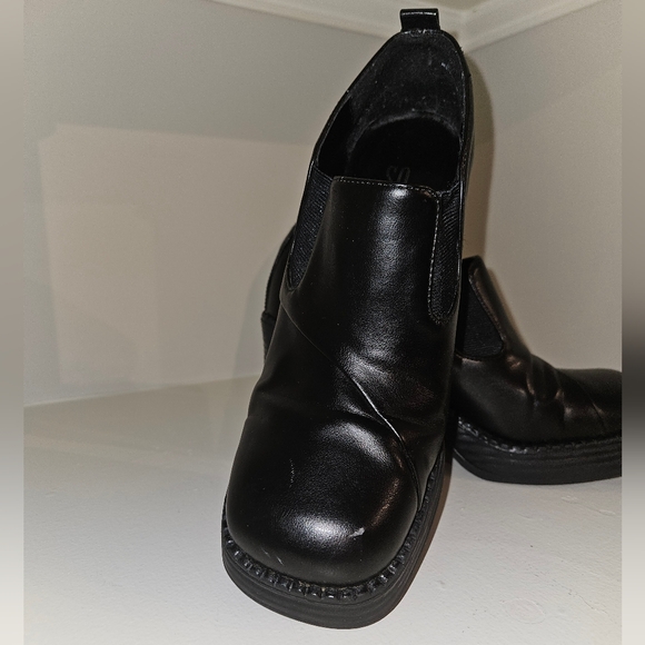 Vintage Y2K So Leather Chunky Platform Heel Slip On 7M Black - Picture 10 of 16